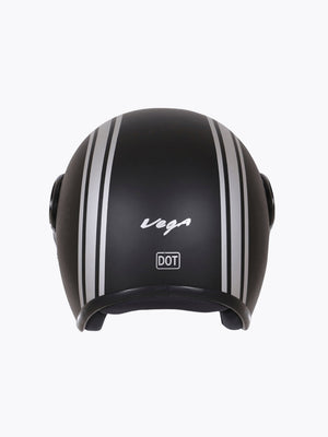 Vega Jet DX Old School With Visor Dull Black Silver