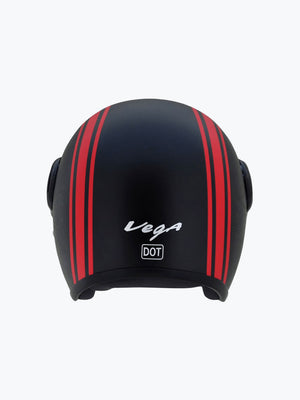 Vega Jet Old School With Visor Matte Black Red