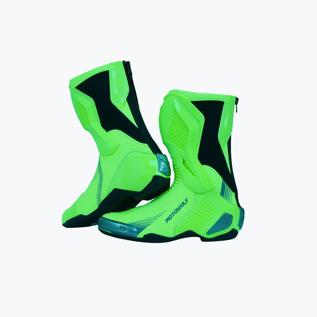 MOTOWOLF B01 RACING MOTORCYCLE RIDING BOOT FLURECENT GREEN 43
