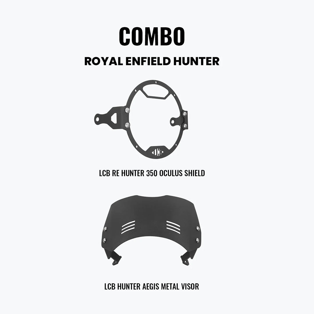 Legundary HEADLIGHT SHIELD &  METAL VISOR COMBO FOR HUNTER 350