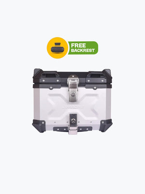 Jb Racing Top Case 45L Silver Premium With Back Rest Pad
