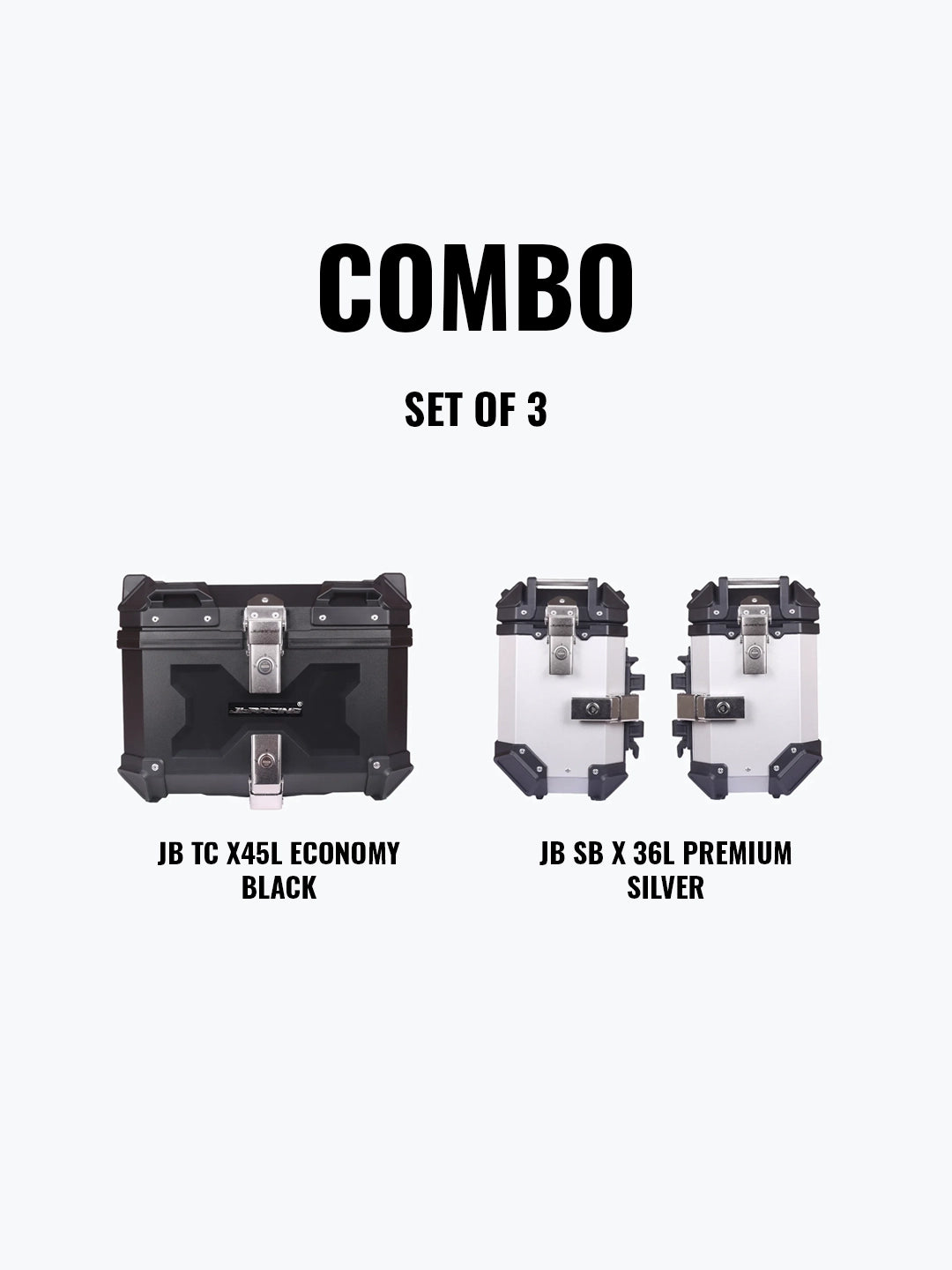 SET OF 3 Combo OF JB TC X45L Economy Black With Backrest Pad + JB SB X36L Premium Silver