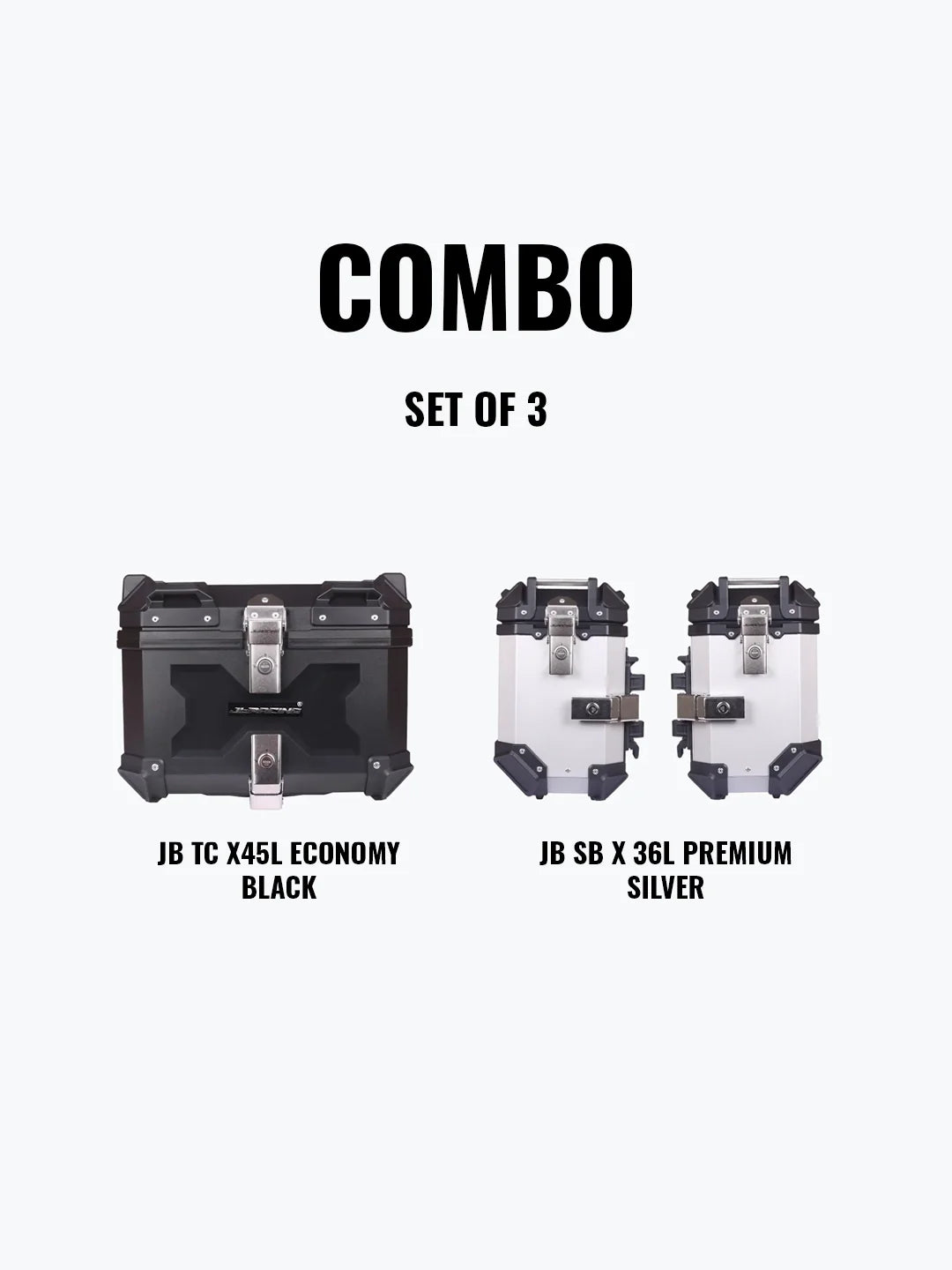 SET OF 3 Combo OF Jb Racing TC X45L Economy Black With Backrest Pad + Jb Racing SB X36L Premium Silver