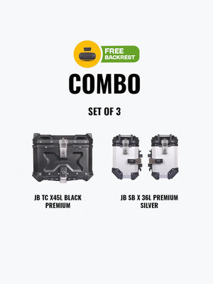 SET OF 3 Combo OF Jb Racing TC X45L Premium Black With Backrest Pad + Jb Racing SB X36L Premium Silver