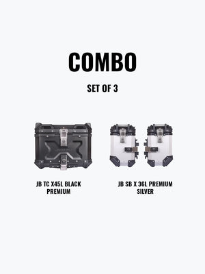 SET OF 3 Combo OF Jb Racing TC X45L Premium Black With Backrest Pad + Jb Racing SB X36L Premium Silver