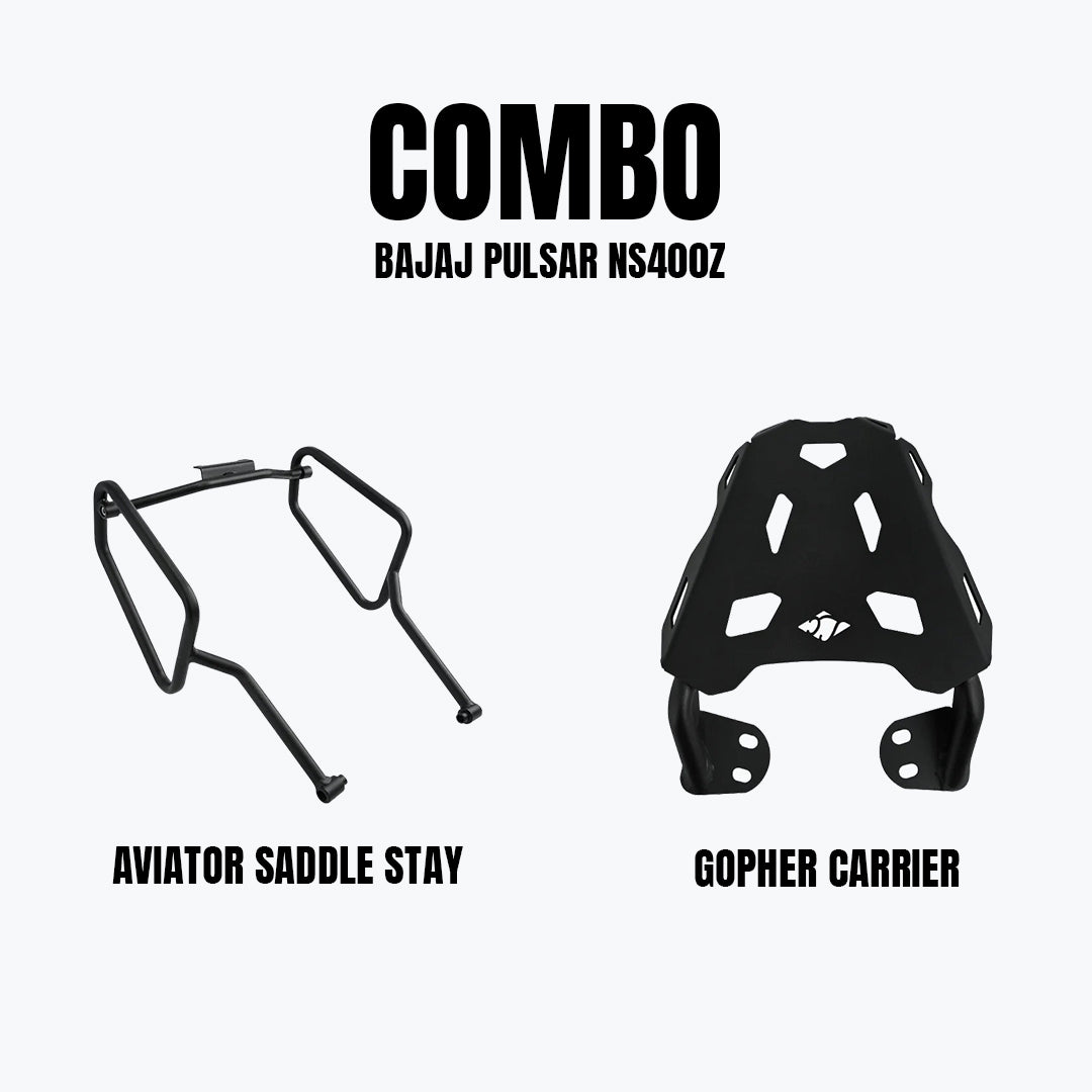 Legundary Bajaj NS 400Z Aviator Saddle Stay & Gopher Carrier Combo