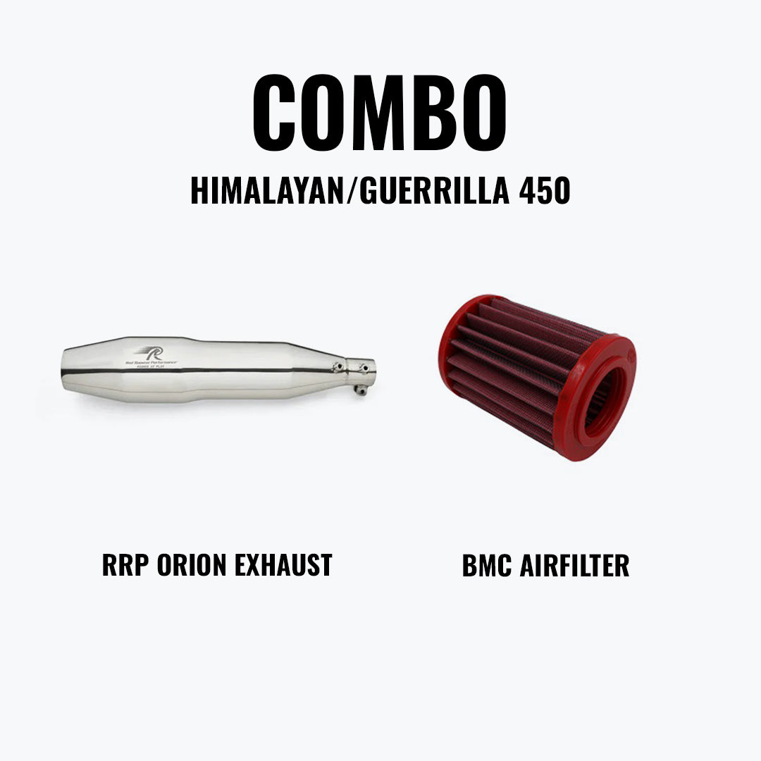 Red Rooster Performance ORION EXHAUST HIMALAYAN/GUERRILLA 450 POLISH + BMC AIRFILTER