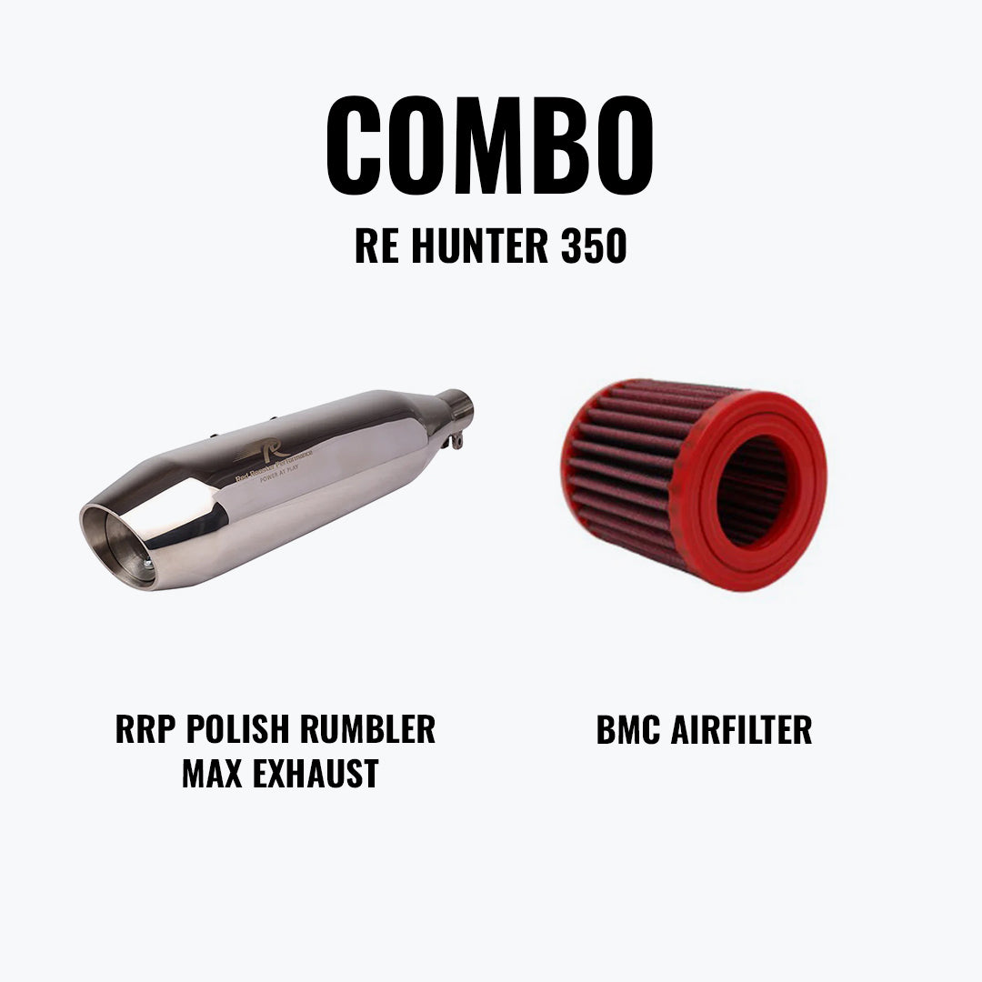 Red Rooster Performance HUNTER 350 POLISH RUMBLER MAX EXHAUST + BMC AIRFILTER