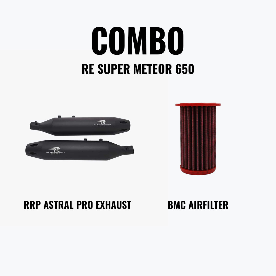Red Rooster Performance SUPER METEOR 650 ASTRAL PRO EXHAUST BLACK MATTE + BMC AIRFILTER