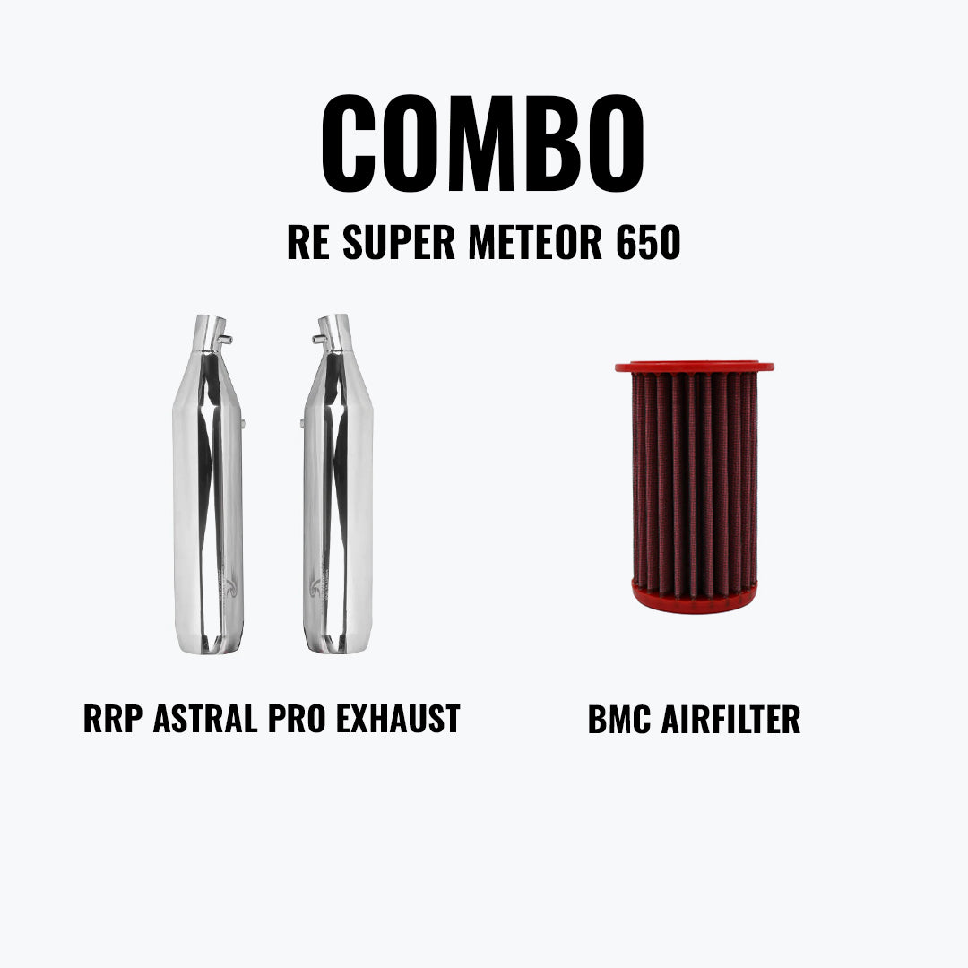 Red Rooster Performance SUPER METEOR650 ASTRAL EXHAUST POLISH + BMC AIRFILTER