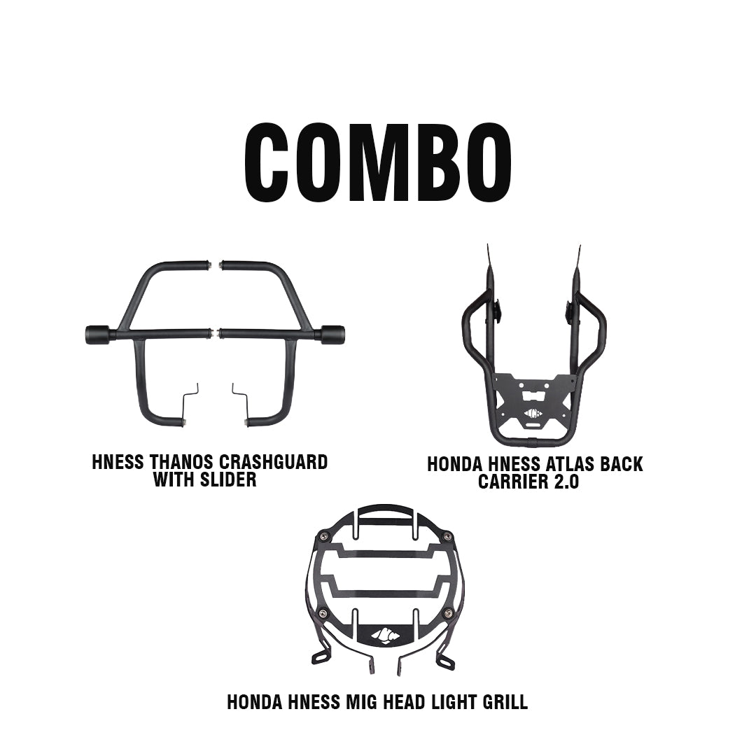 Legundary HNESS COMBO-THANOS CRASH GUARD+ATLAS BACK CARRIER+MIG HEAD LIGHT GRILL