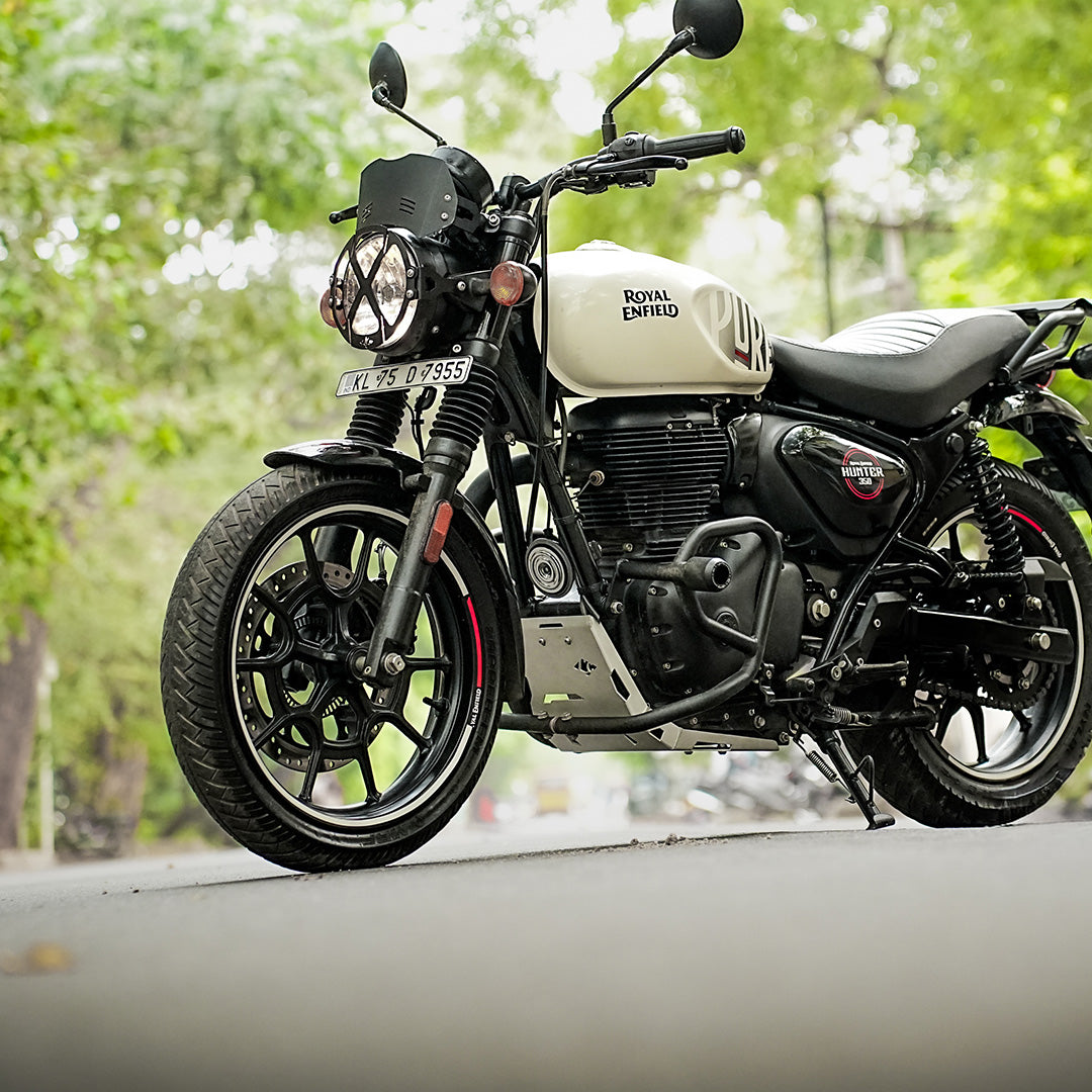 Legundary Royal Enfield Hunter 350 Vambrace Bash Plate Silver