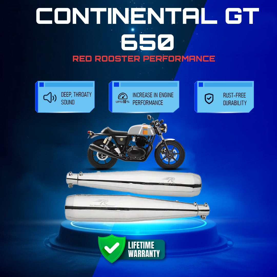 Red Rooster Performance Stellar Pro Polish Exhaust For Interceptor 650 & Continental GT 650