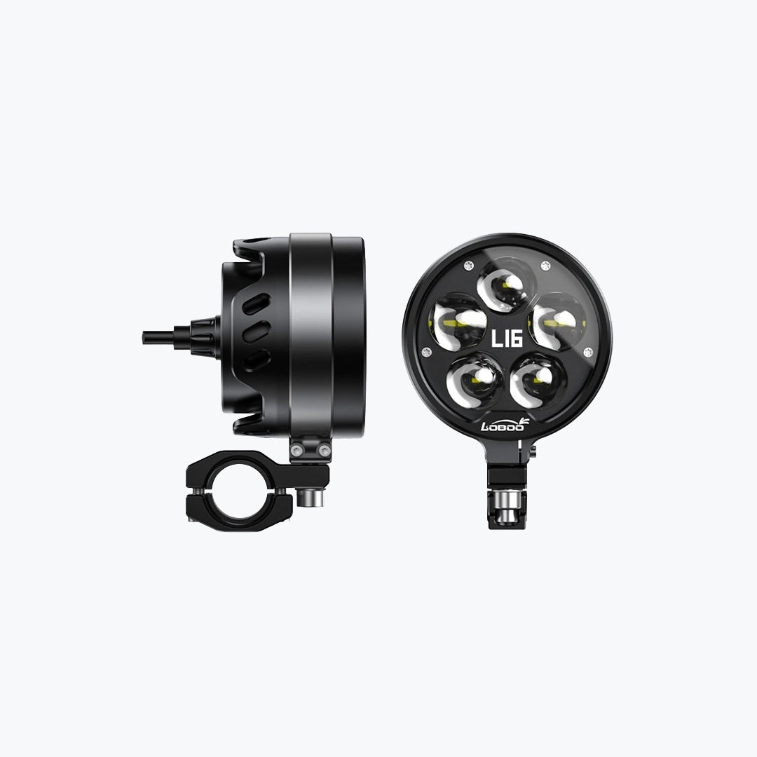 LOBOO L16 High & Low Beam Motorcycle Auxiliary Light | 19,000 Lumens | IP68 Waterproof | Pair