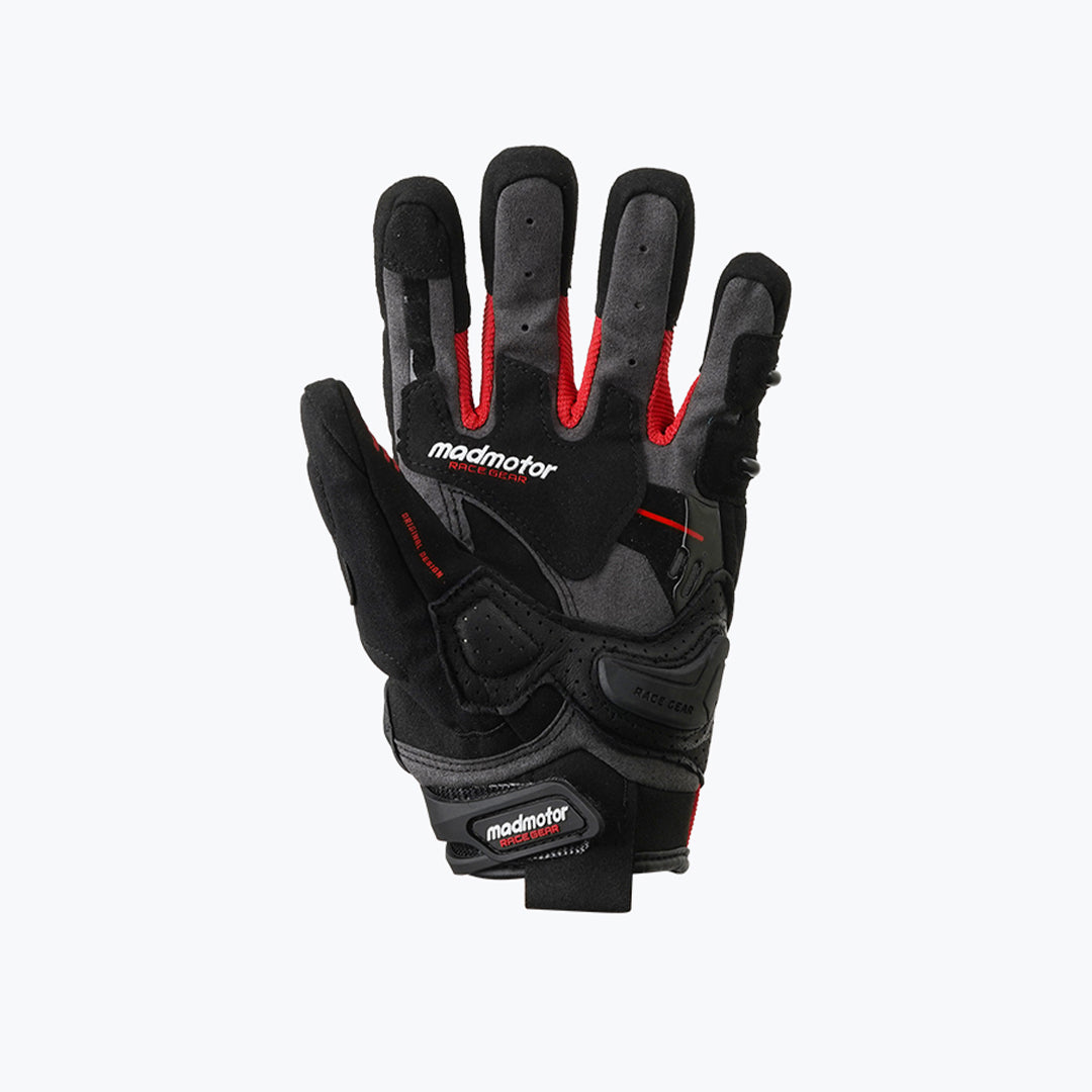 MADMOTOR STAINLESS STEEL SERIES MT-28 GLOVES BLACK RED