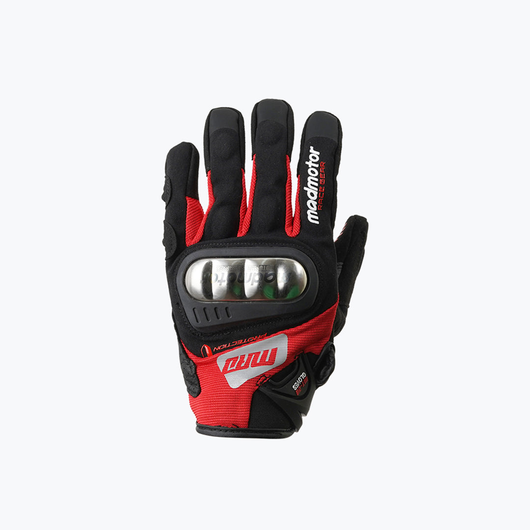 MADMOTOR STAINLESS STEEL SERIES MT-28 GLOVES BLACK RED