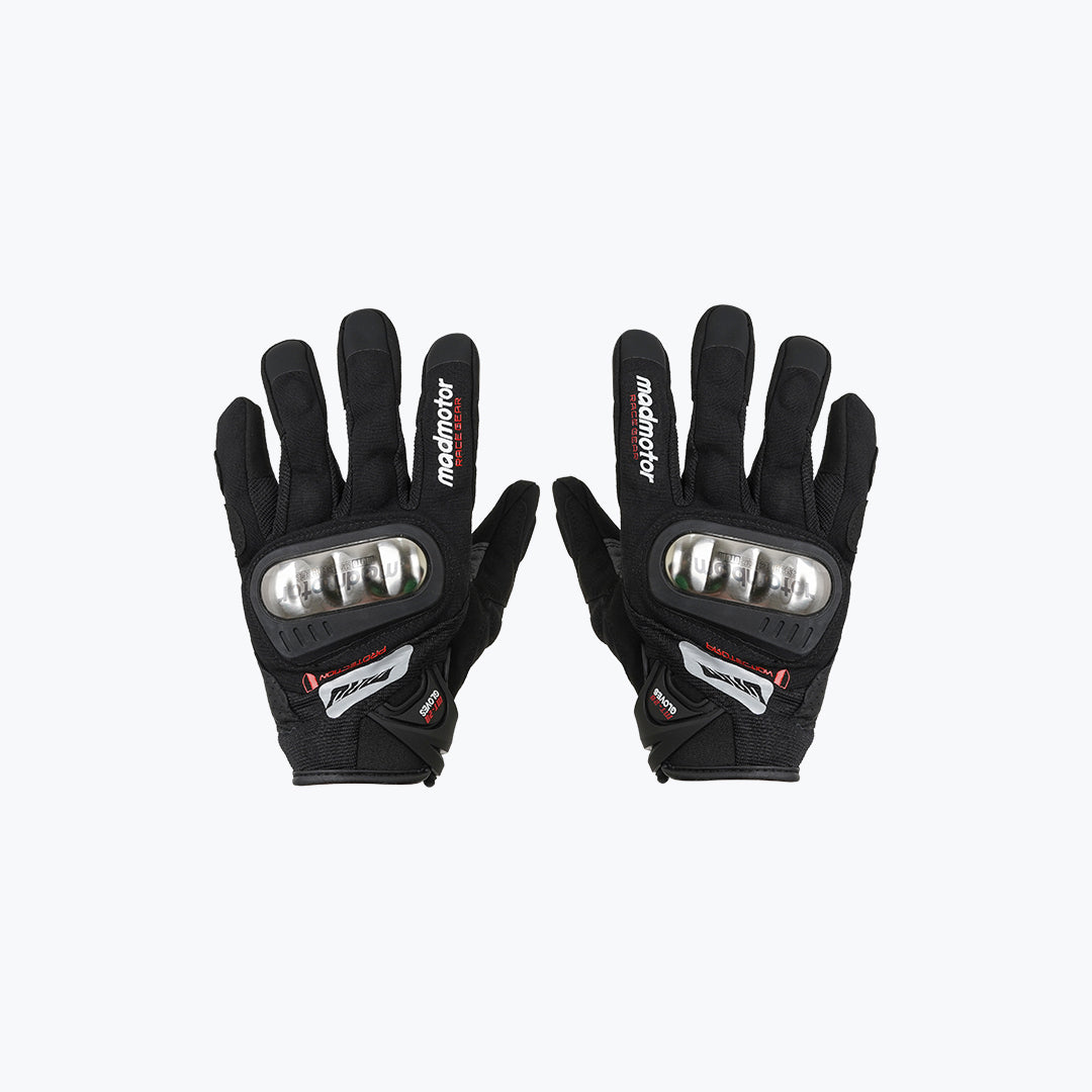 MADMOTOR STAINLESS STEEL SERIES MT-28 GLOVES BLACK
