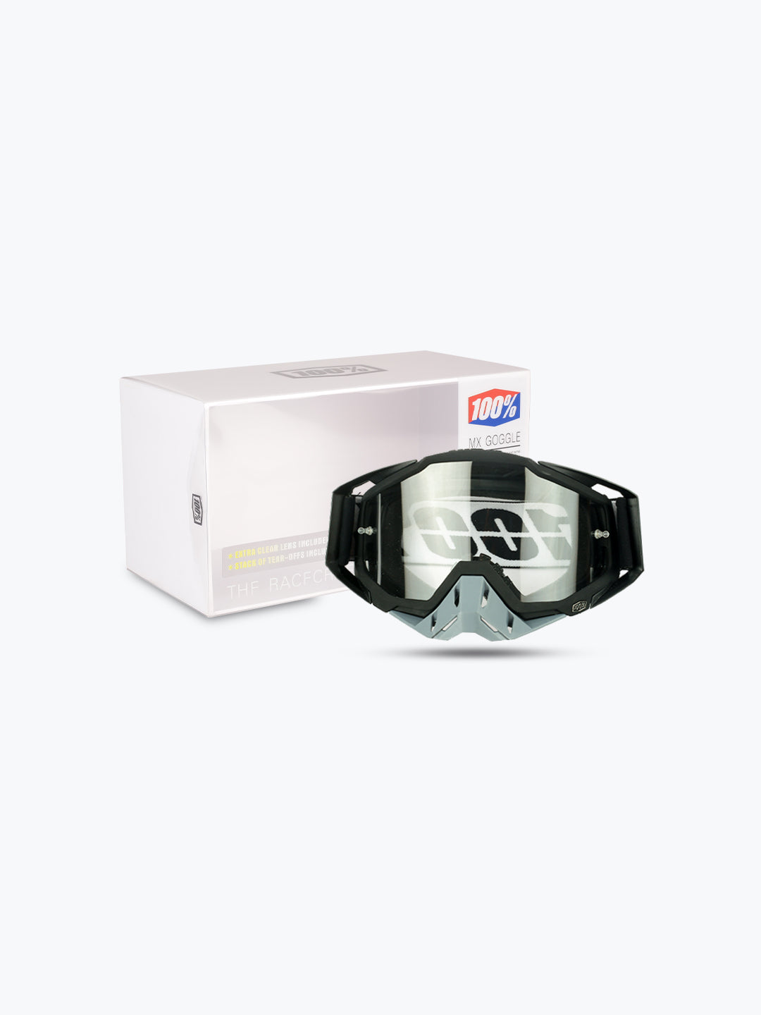 100% Goggles Black Grey Plain Tint