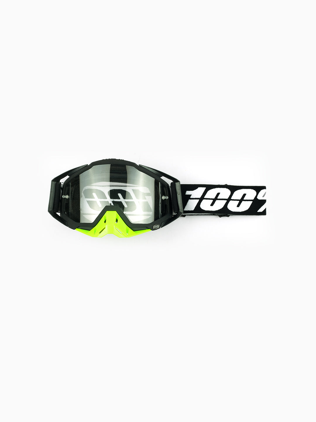 100% Goggles Black Flu Green Plain Tint