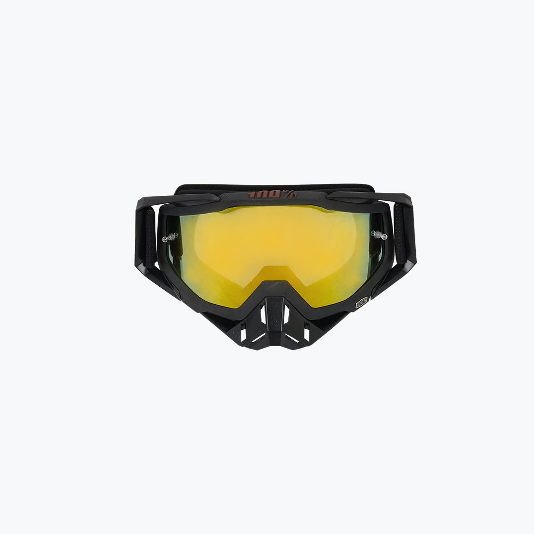 100% GOGGLES BLACK YELLOW GOLD TINT WITH BOX