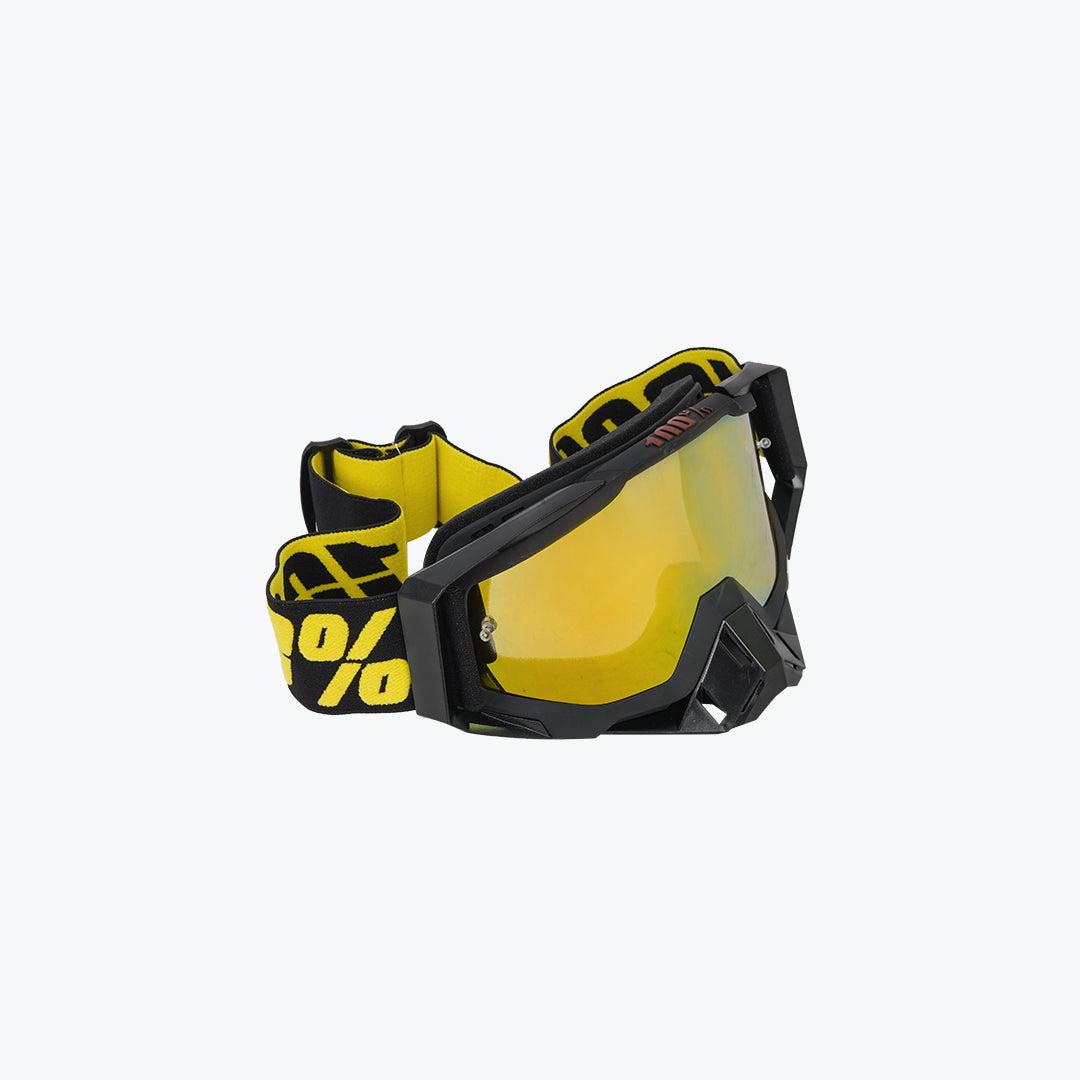 100% GOGGLES BLACK YELLOW GOLD TINT WITH BOX
