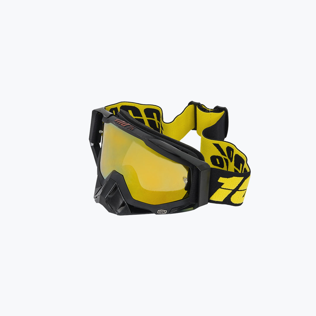 100% GOGGLES BLACK YELLOW GOLD TINT WITH BOX
