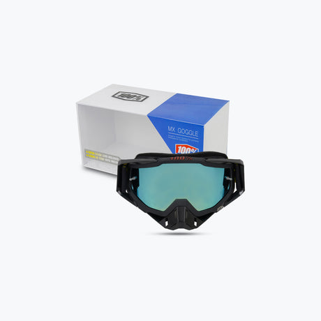 100% GOGGLES BLACK YELLOW BLUE TINT WITH BOX