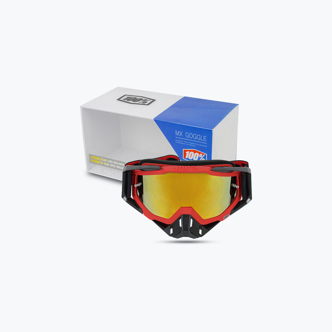 100% GOGGLES BLACK NOSE & BLACK FRAME GOLD TINT WITH BOX