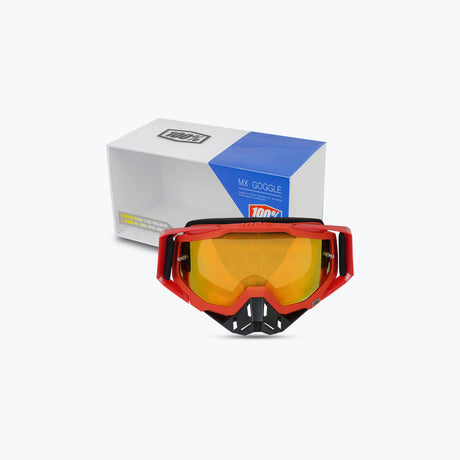 100% GOGGLES BLACK NOSE & RED FRAME GOLD TINT WITH BOX