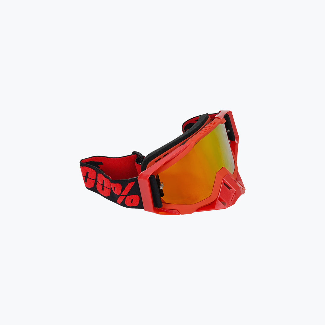 100% GOGGLES RED NOSE & RED FRAME BLACK GOLD TINT WITH BOX