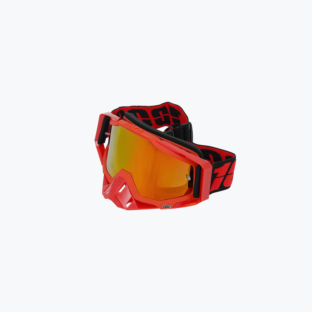 100% GOGGLES RED NOSE & RED FRAME BLACK GOLD TINT WITH BOX