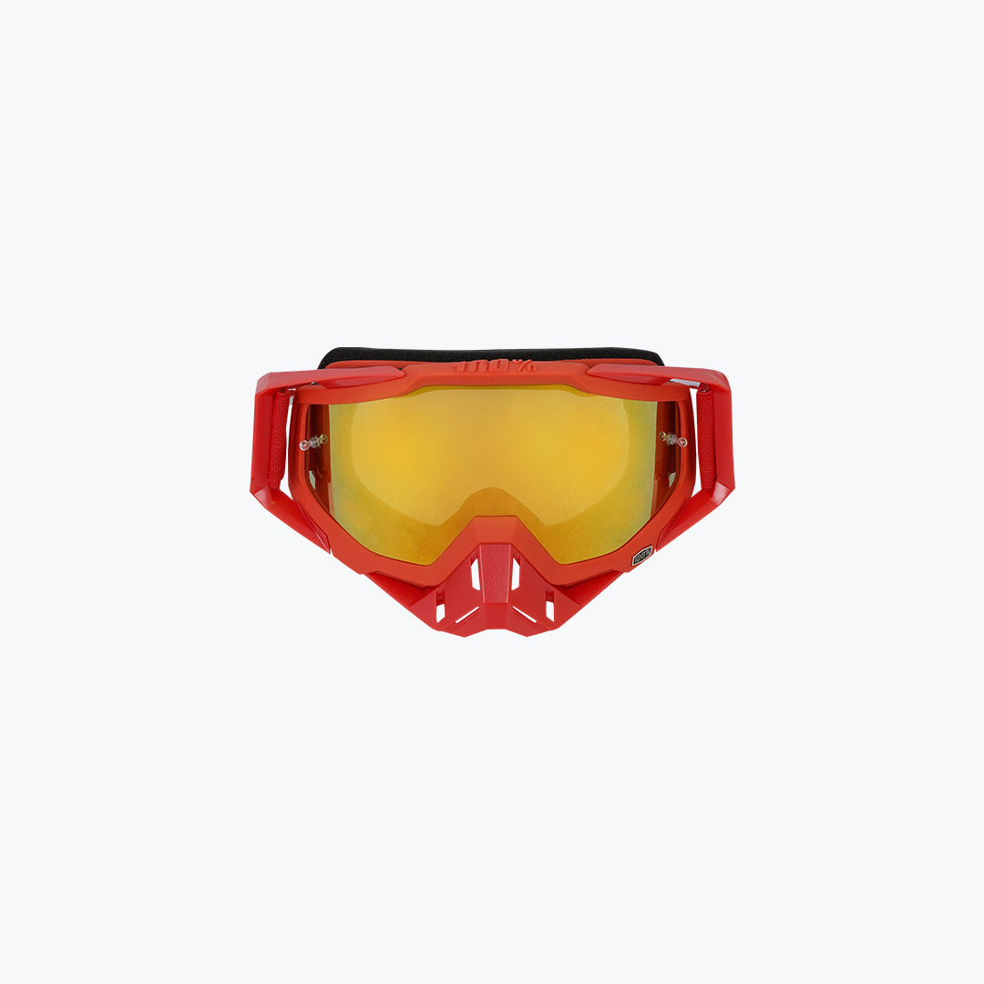 100% GOGGLES RED NOSE & RED FRAME WHITE GOLD TINT WITH BOX