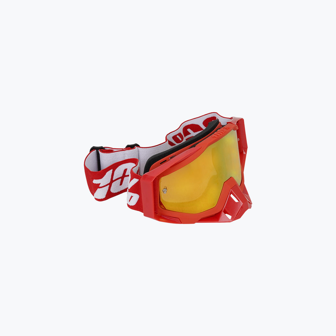 100% GOGGLES RED NOSE & RED FRAME WHITE GOLD TINT WITH BOX