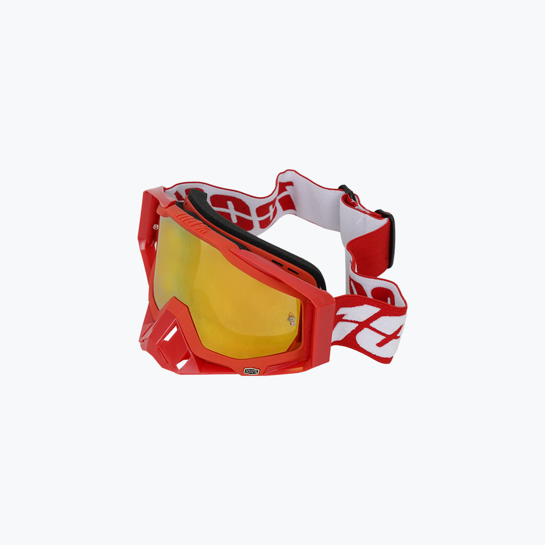 100% GOGGLES RED NOSE & RED FRAME WHITE GOLD TINT WITH BOX