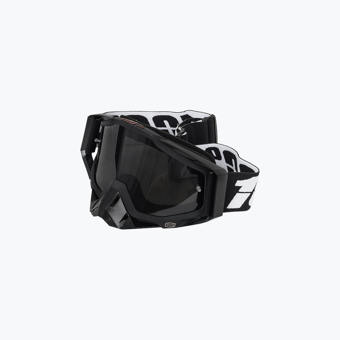 100% GOGGLES BLACK WHITE BLACK TINT WITH BOX
