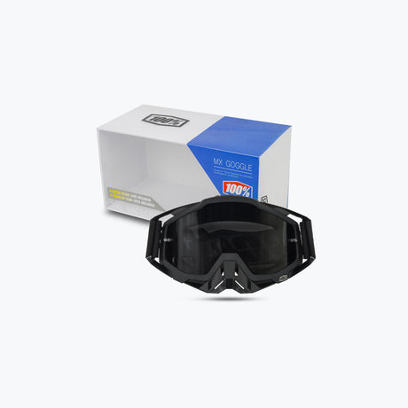 100% GOGGLES BLACK WHITE BLACK TINT WITH BOX