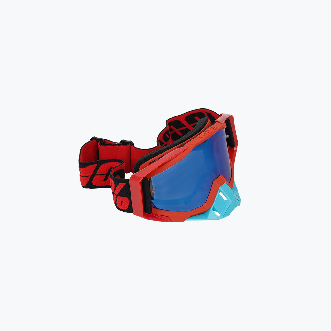 100% GOGGLES LIGHT BLUE NOSE RED BLUE TINT WITH BOX