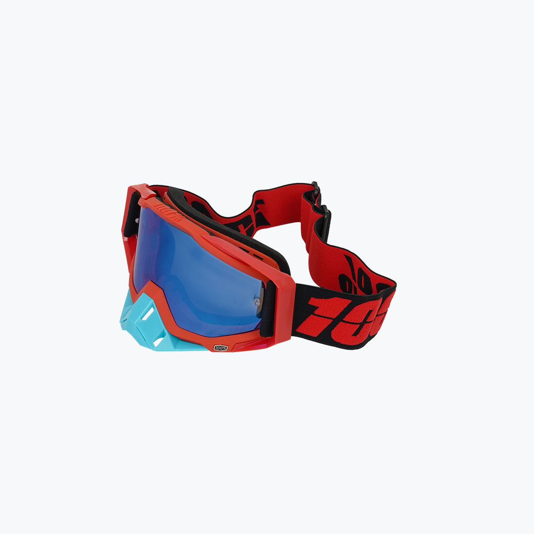 100% GOGGLES LIGHT BLUE NOSE RED BLUE TINT WITH BOX
