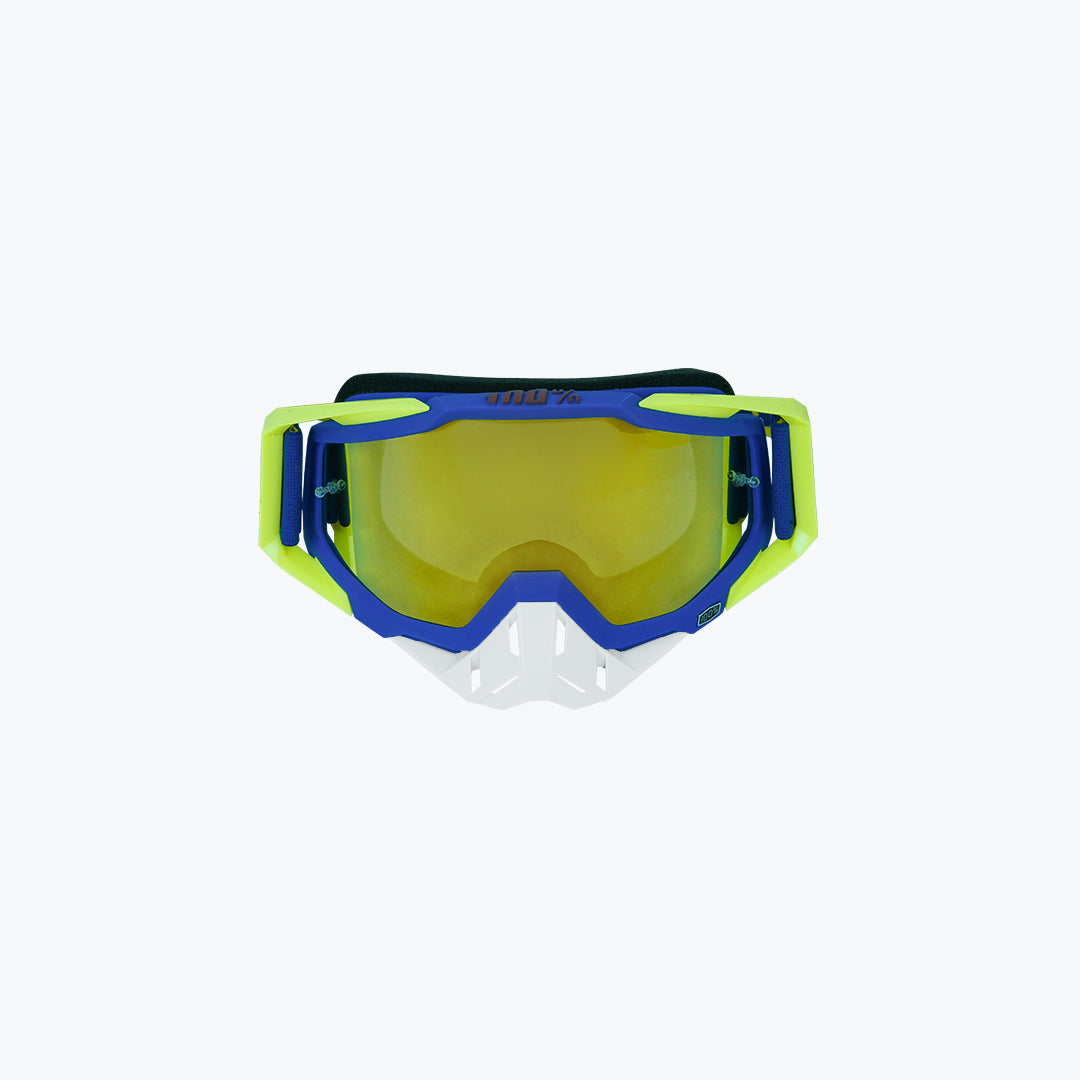 100% GOGGLES WHITE NOSE BLUE YELLOW CLEAR TINT WITH BOX