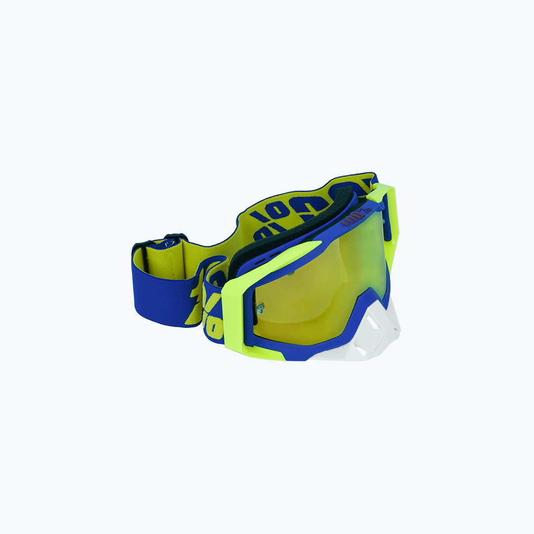 100% GOGGLES WHITE NOSE BLUE YELLOW CLEAR TINT WITH BOX