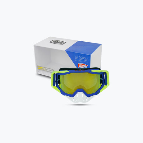 100% GOGGLES WHITE NOSE BLUE YELLOW CLEAR TINT WITH BOX