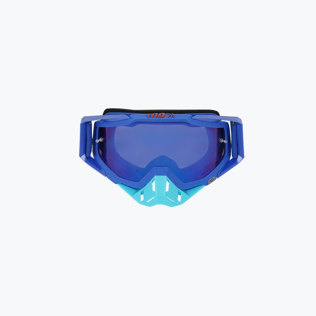 100% GOGGLES LIGHT BLUE NOSE BLUE TINT WITH BOX