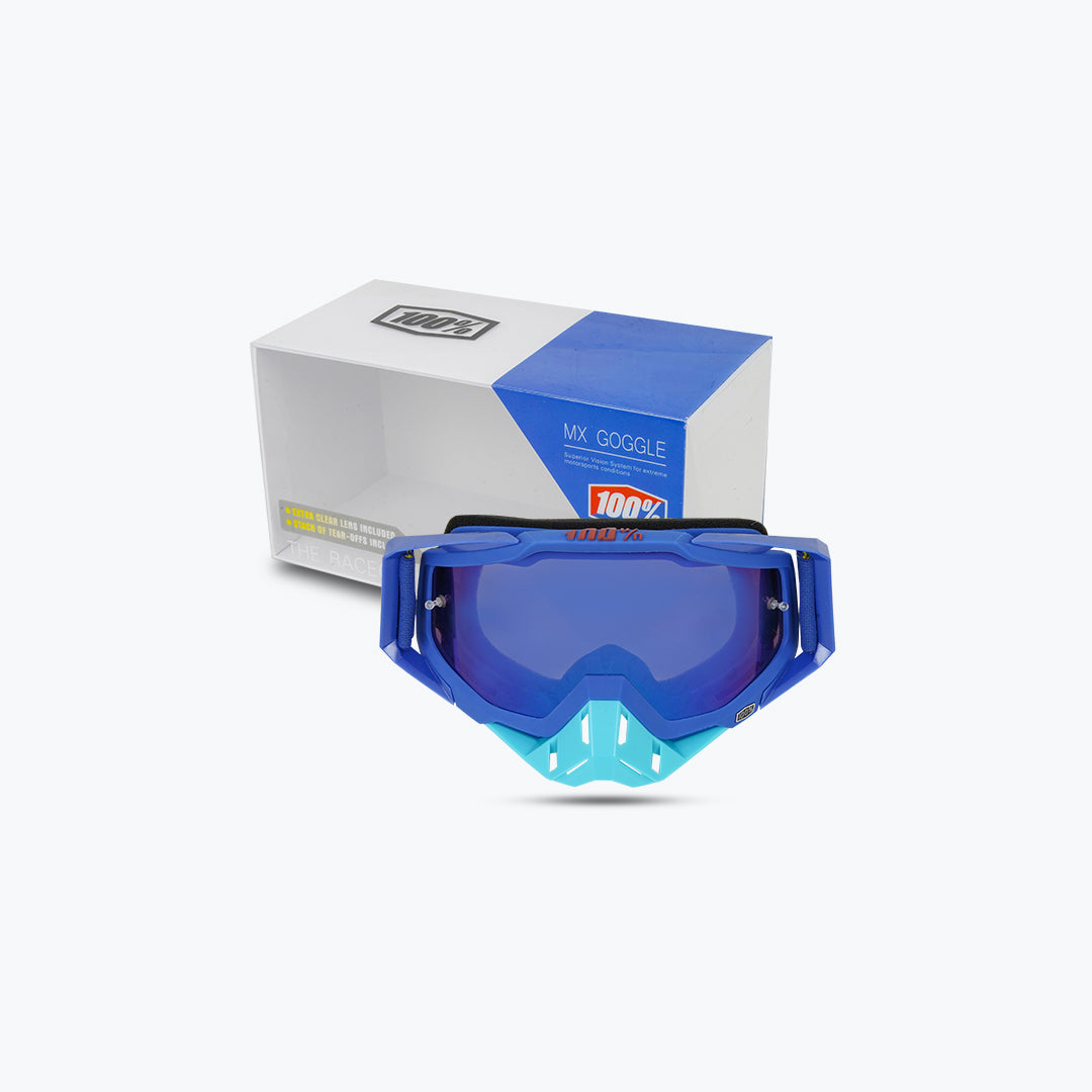 100% GOGGLES LIGHT BLUE NOSE BLUE TINT WITH BOX