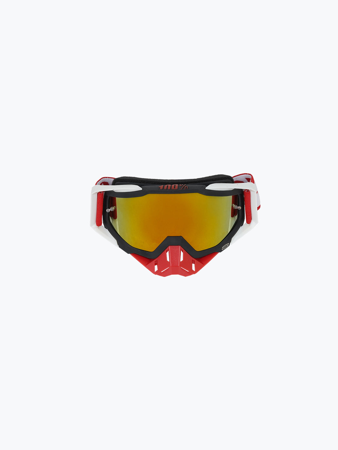 100% GOGGLES RED NOSE WHITE GOLD TINT WITH BOX