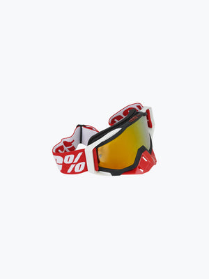 100% GOGGLES RED NOSE WHITE GOLD TINT WITH BOX