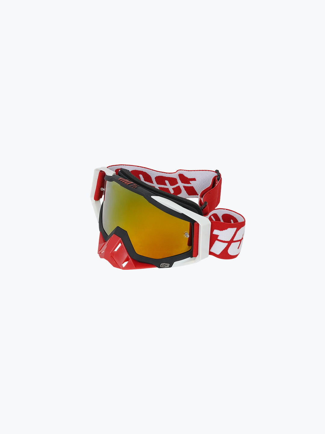 100% GOGGLES RED NOSE WHITE GOLD TINT WITH BOX