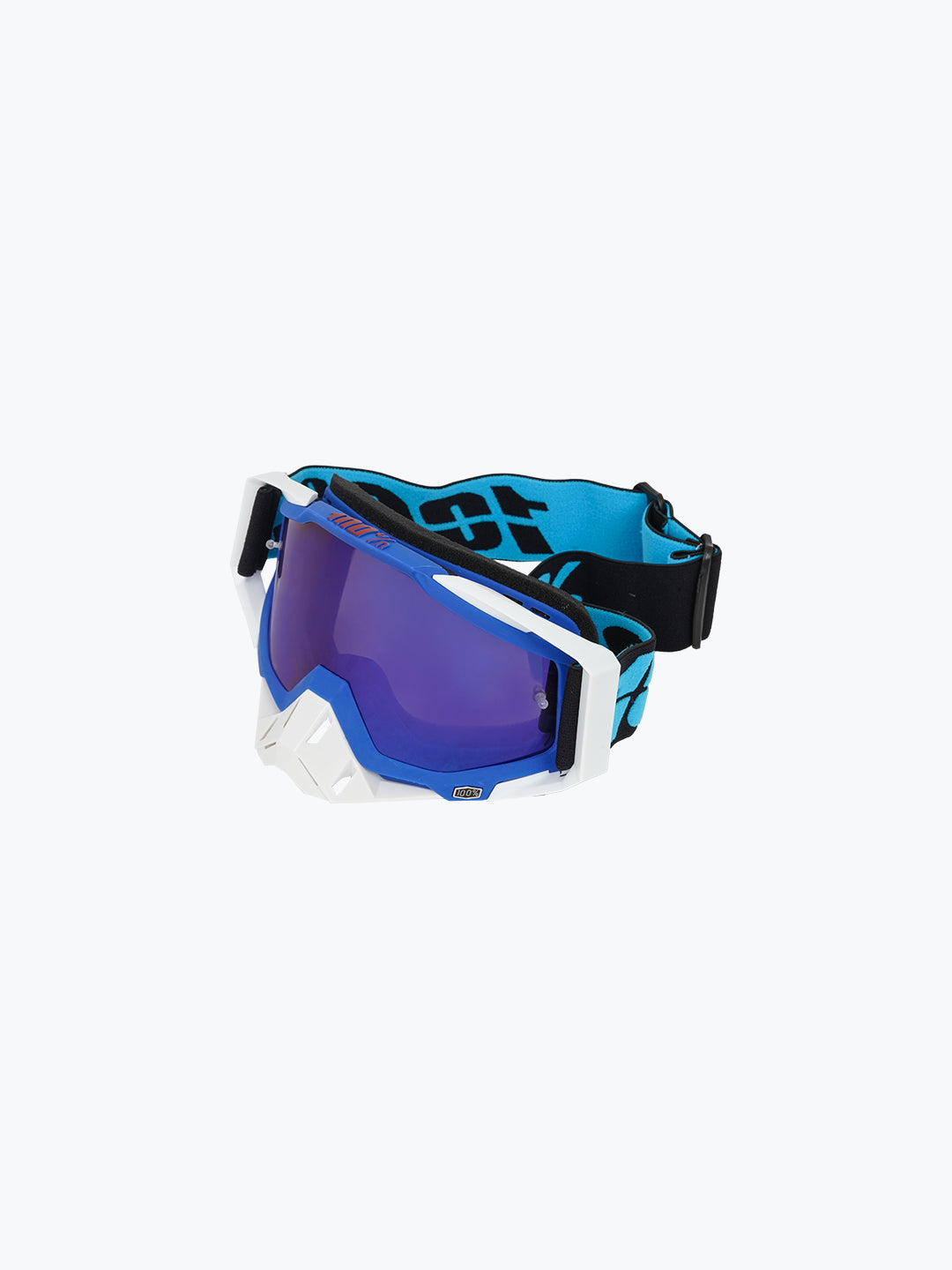 100% GOGGLES WHITE NOSE & FRAME BLUE TINT WITH BOX