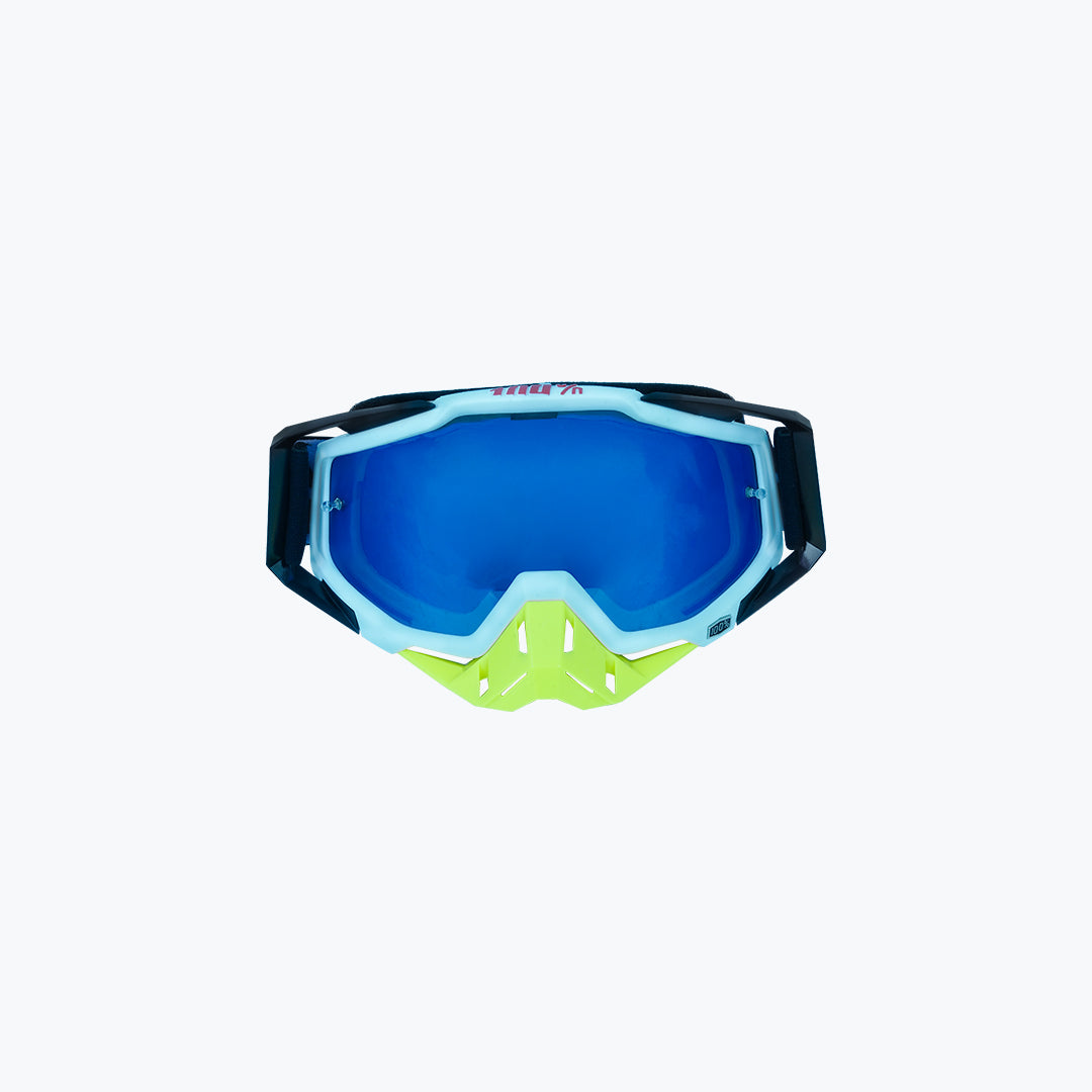 100% GOGGLES YELLOW NOSE BLACK BLUE TINT WITH BOX