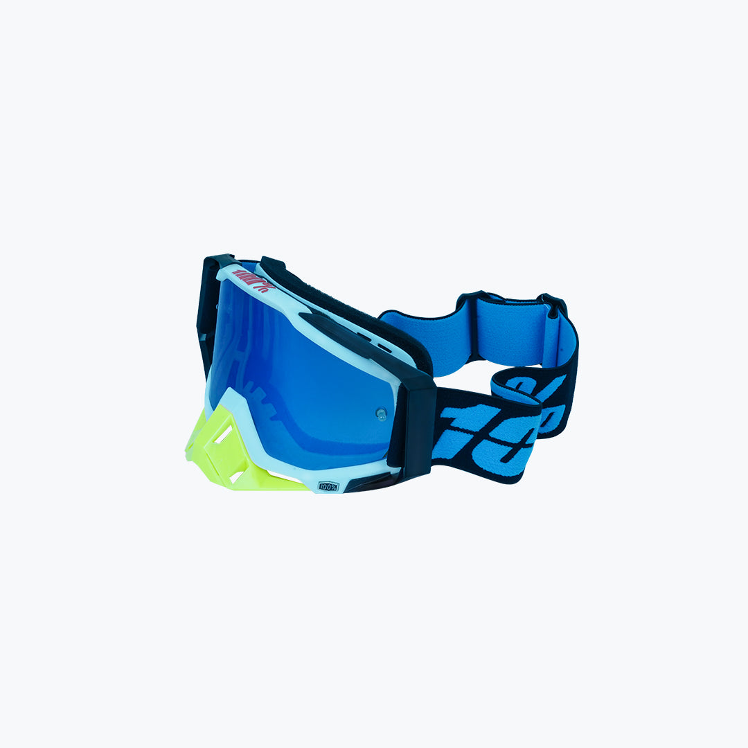 100% GOGGLES YELLOW NOSE BLACK BLUE TINT WITH BOX