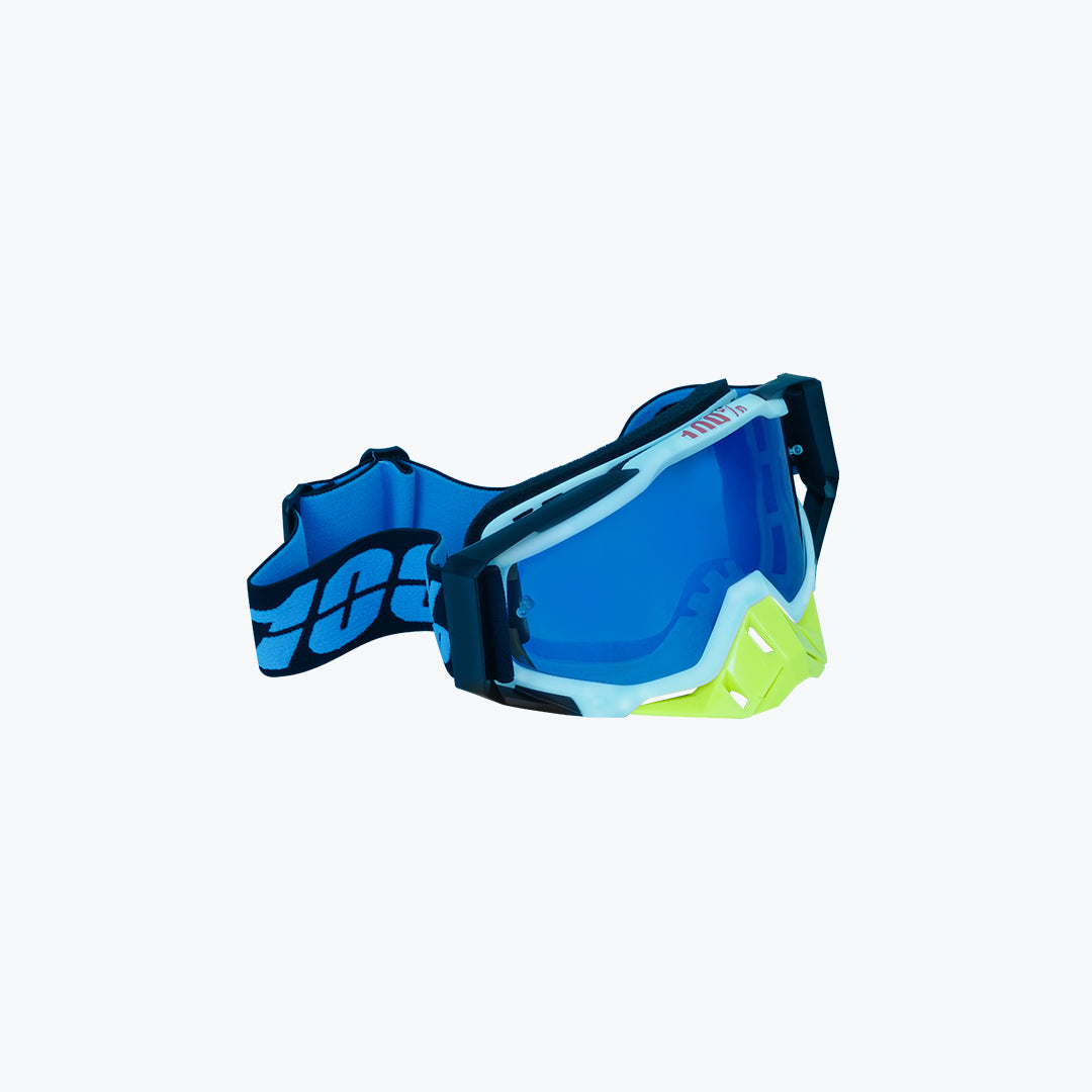 100% GOGGLES YELLOW NOSE BLACK BLUE TINT WITH BOX